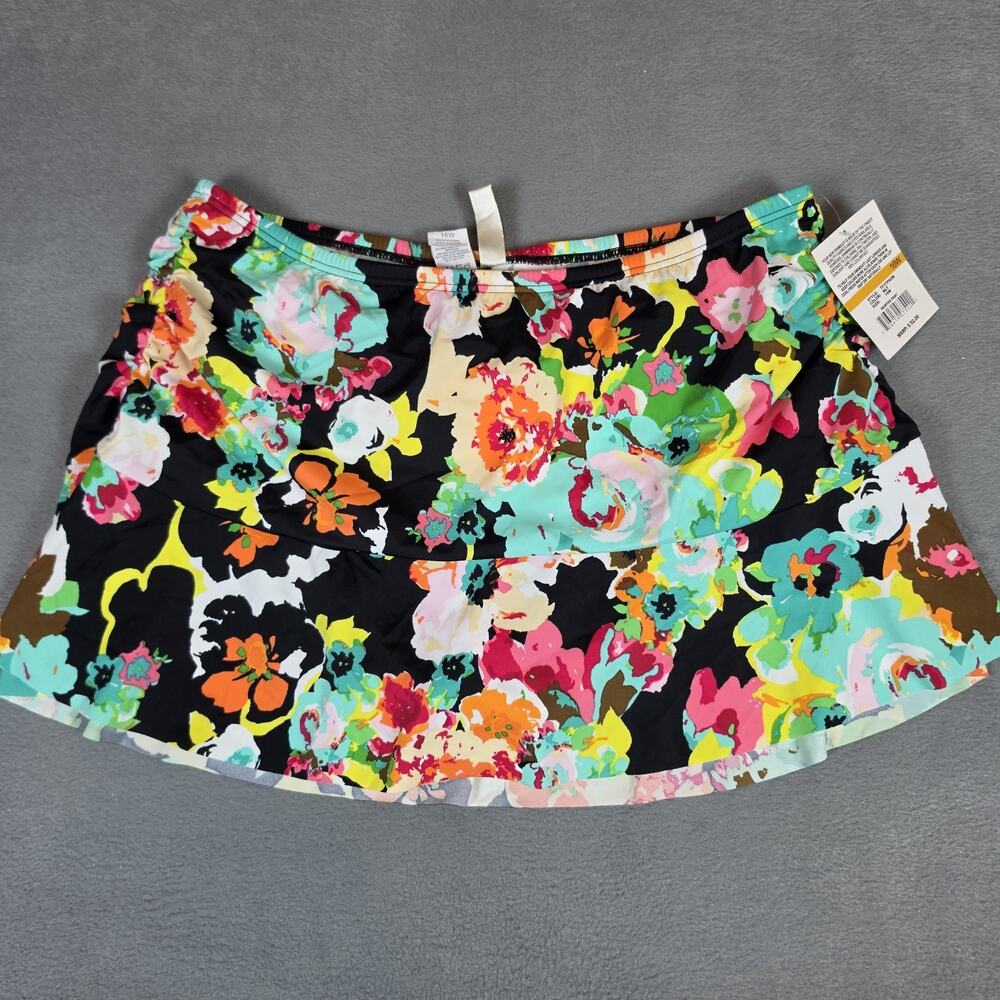 24th & Ocean Women's Swim Skirt Bottom Floral Print Size 16W Plus NWT UPF 50